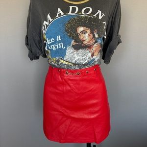 Red Faux Leather Skirt